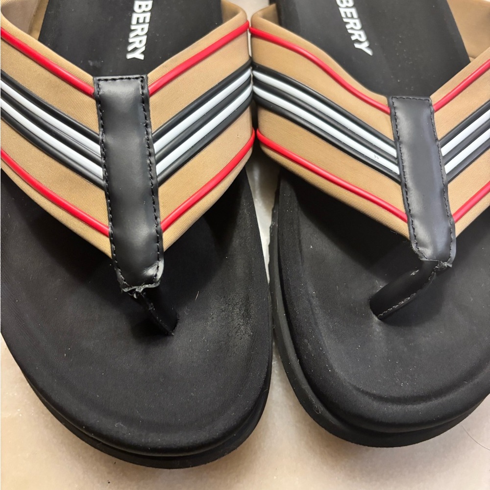 Burberry Men’s 3D Icon Stripe Thong Sandal - Picture 2 of 12
